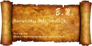 Beretzky Ménrót névjegykártya
